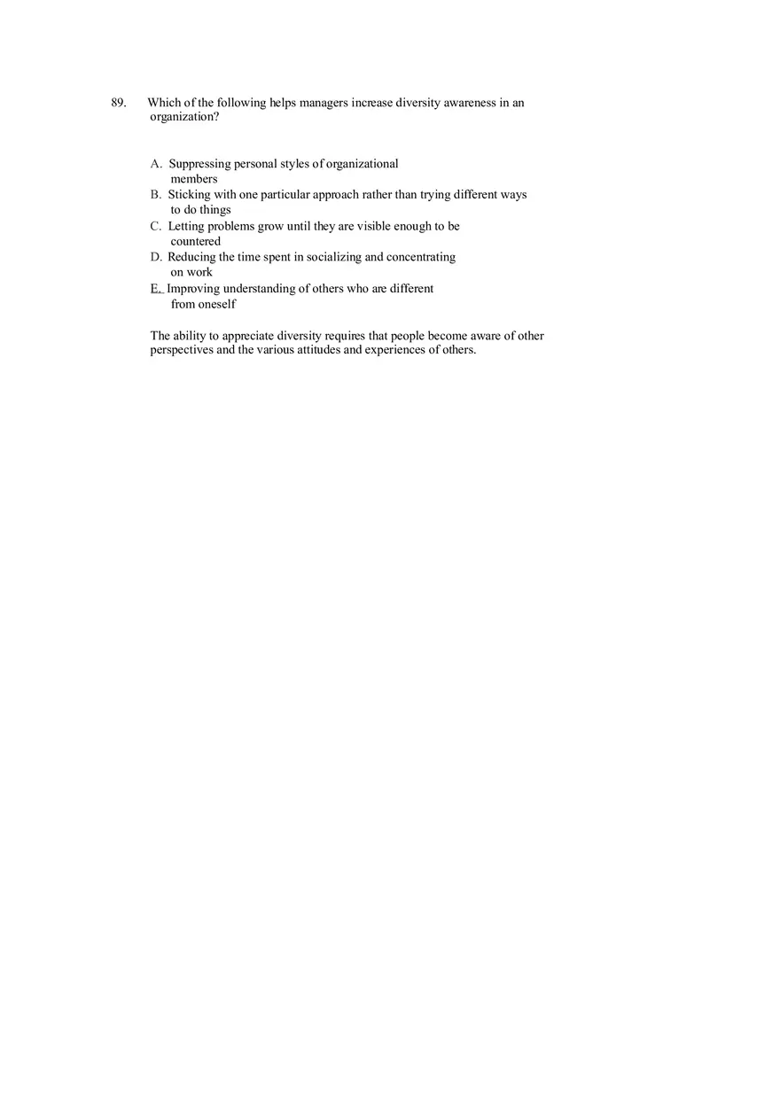 Managing Diverse Employees in a Multicultural Environment Answer Key Part 3 - Page 12