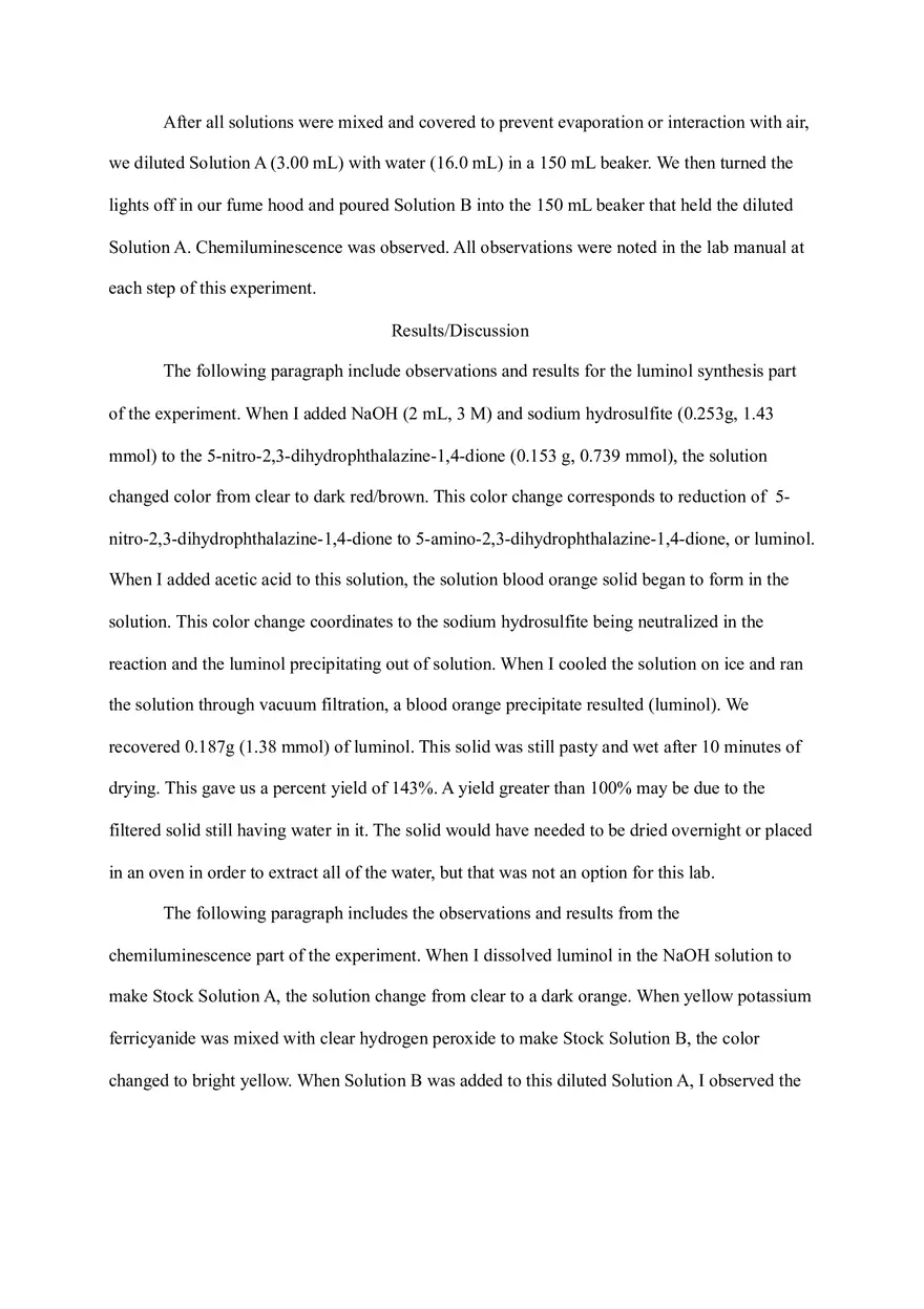 Assignments - Chemiluminescence Lab Report - Page 4