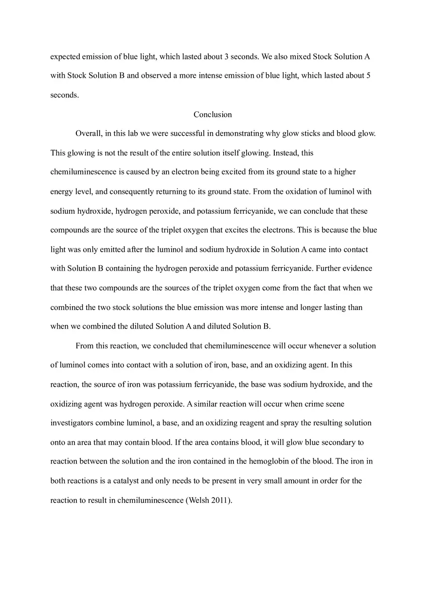 Assignments - Chemiluminescence Lab Report - Page 5