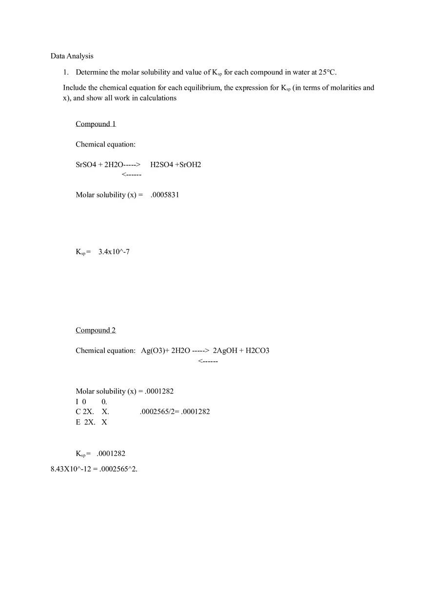 Measurement of Ksp Values and Determining Concentration of an Unknown NaCl Solution Lab Answers - Page 5