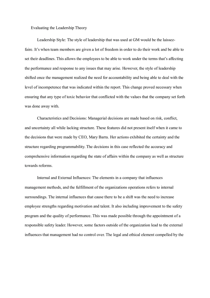 Evaluating the Leadership - Page 1