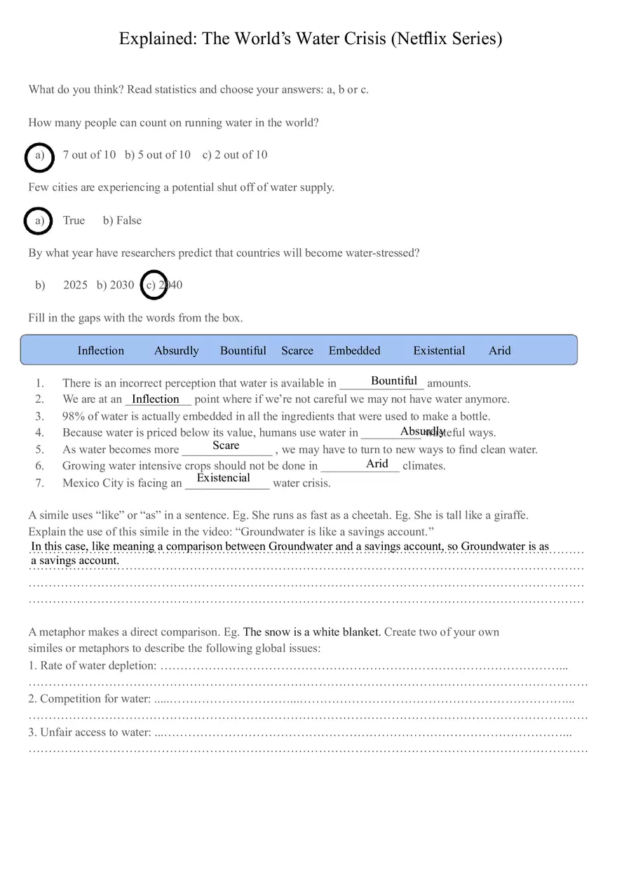 Explained The Worlds Water Crisis Worksheet - Page 1