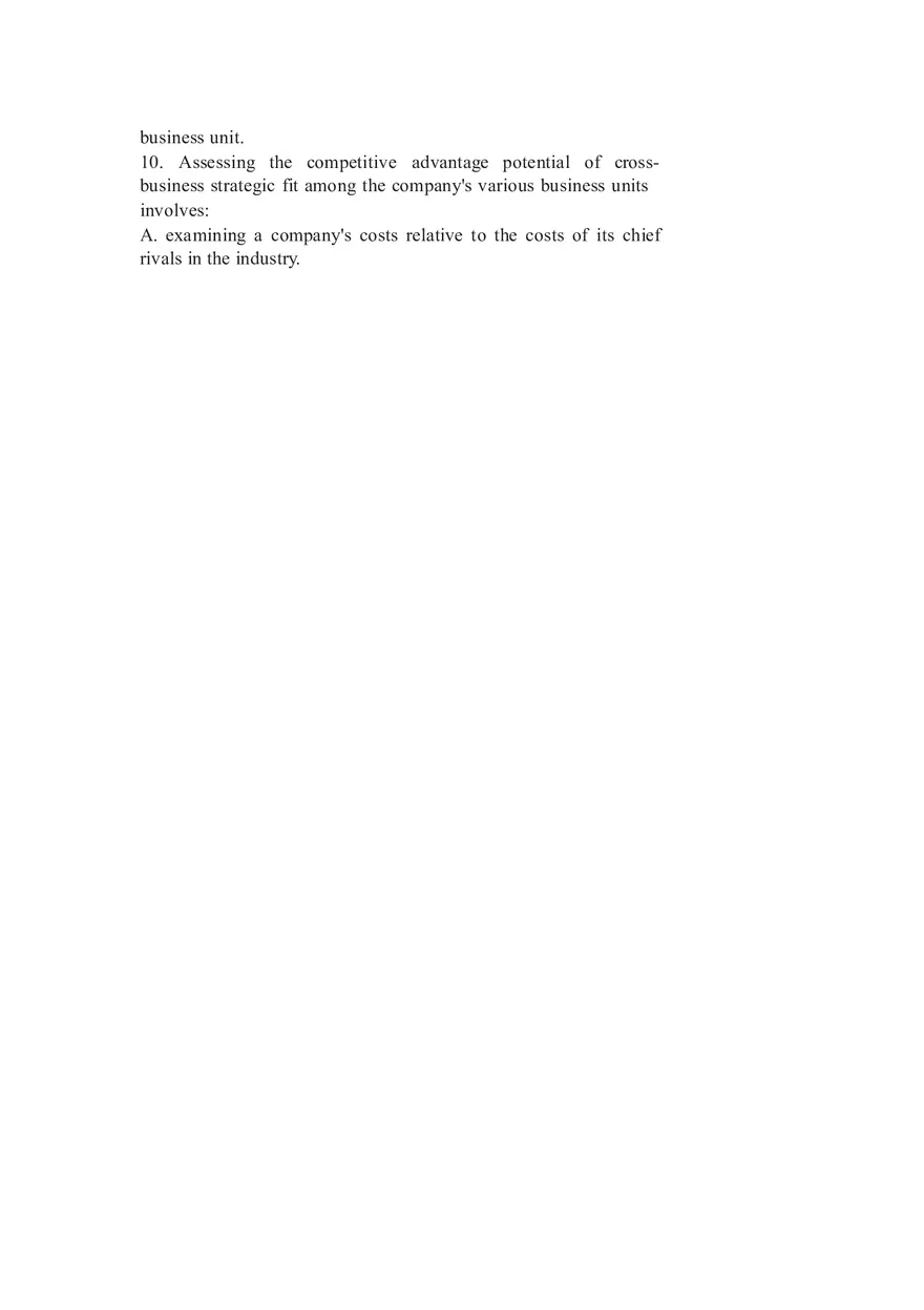 Managing Strategically Quiz Answers - Page 8