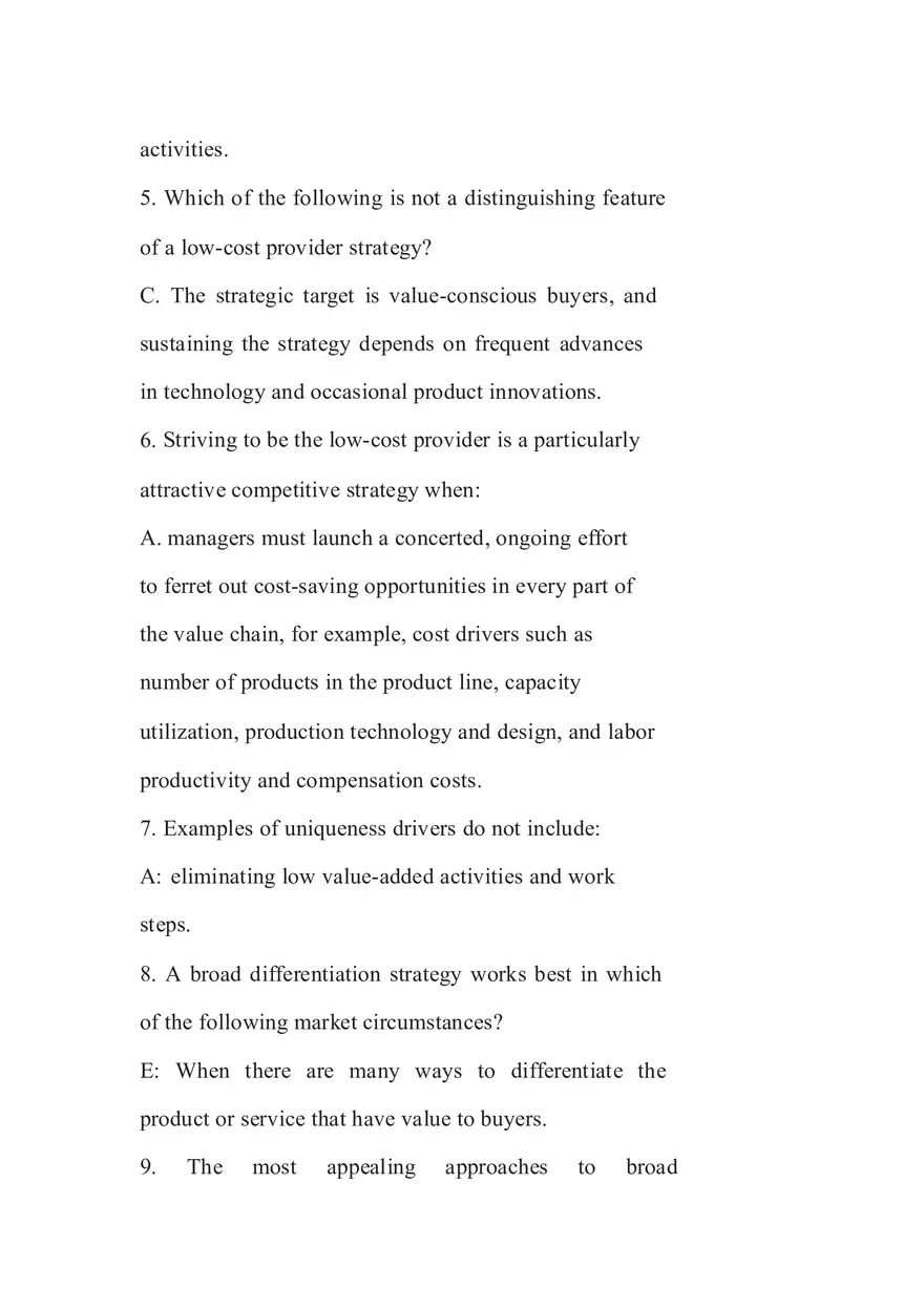 Managing Strategically Quiz Answers - Page 2