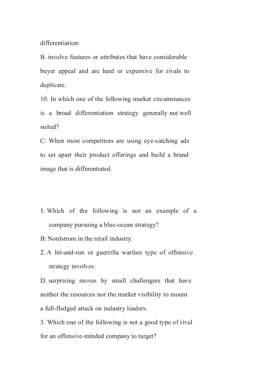 Managing Strategically Quiz Answers - Page 3