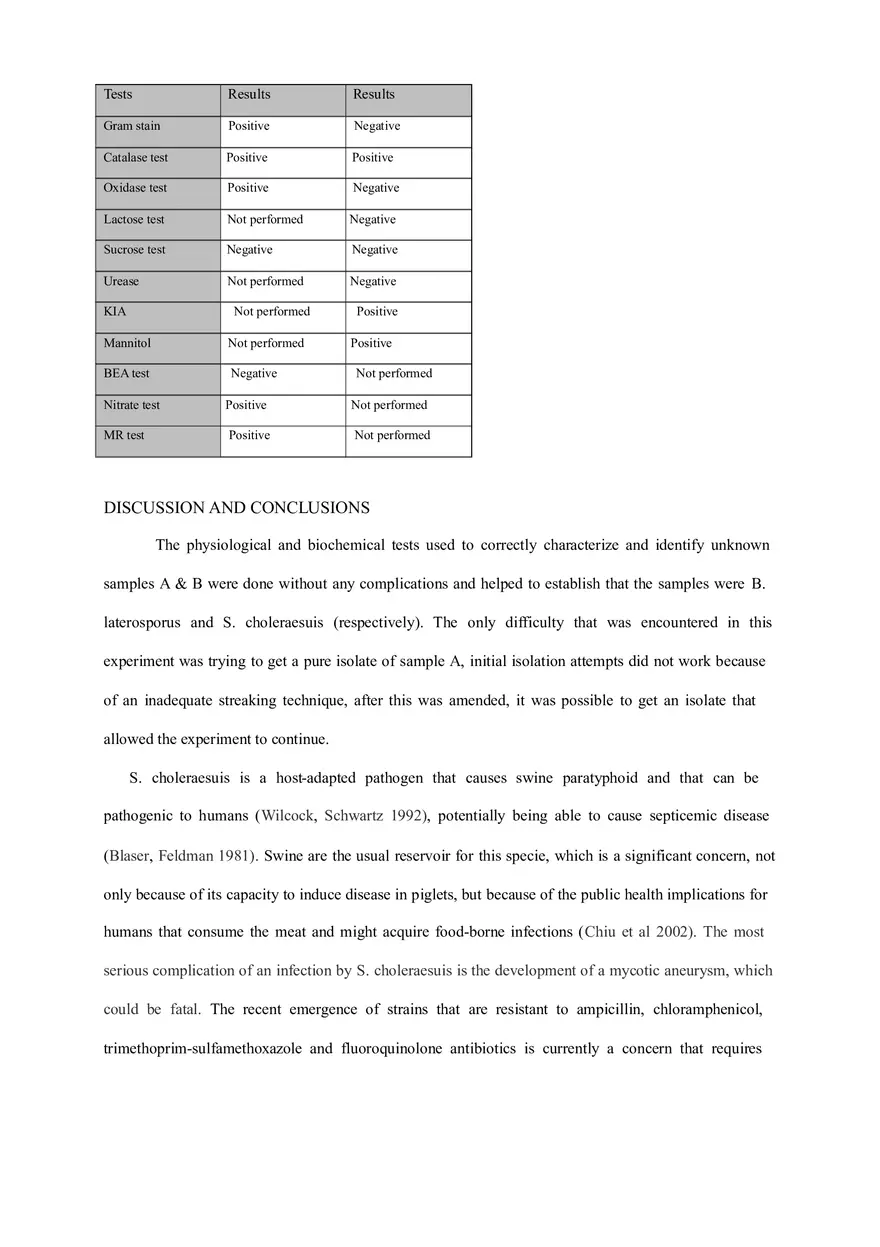 Final Lab Report (Isolation and Identification of Two Unknown Bacteria) - Page 11