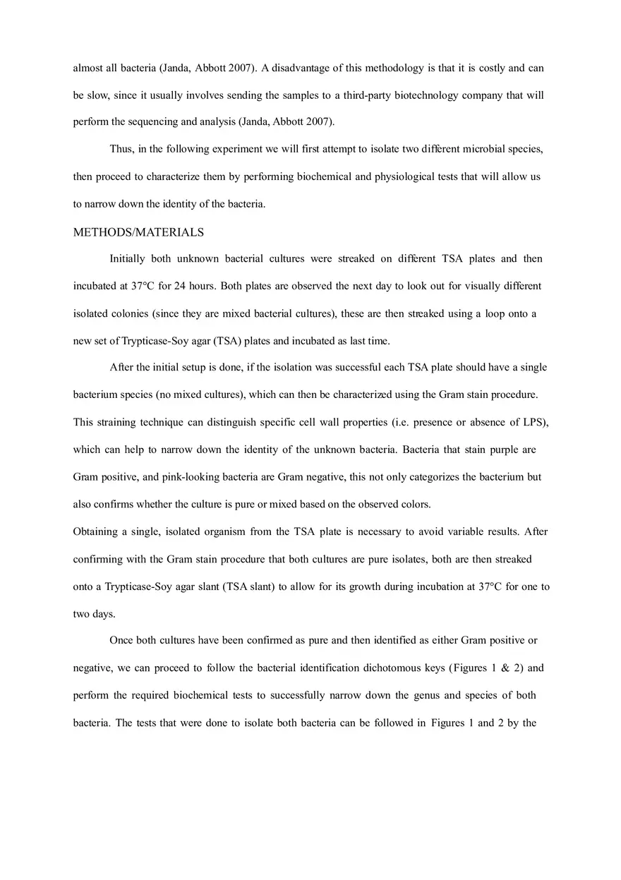 Final Lab Report (Isolation and Identification of Two Unknown Bacteria) - Page 2