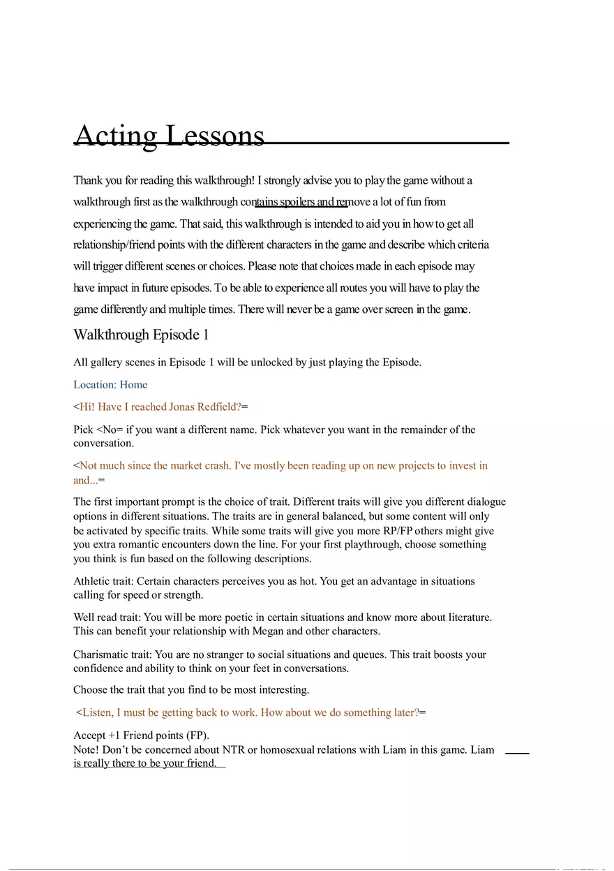 Acting Lessons Part 1 - Page 1