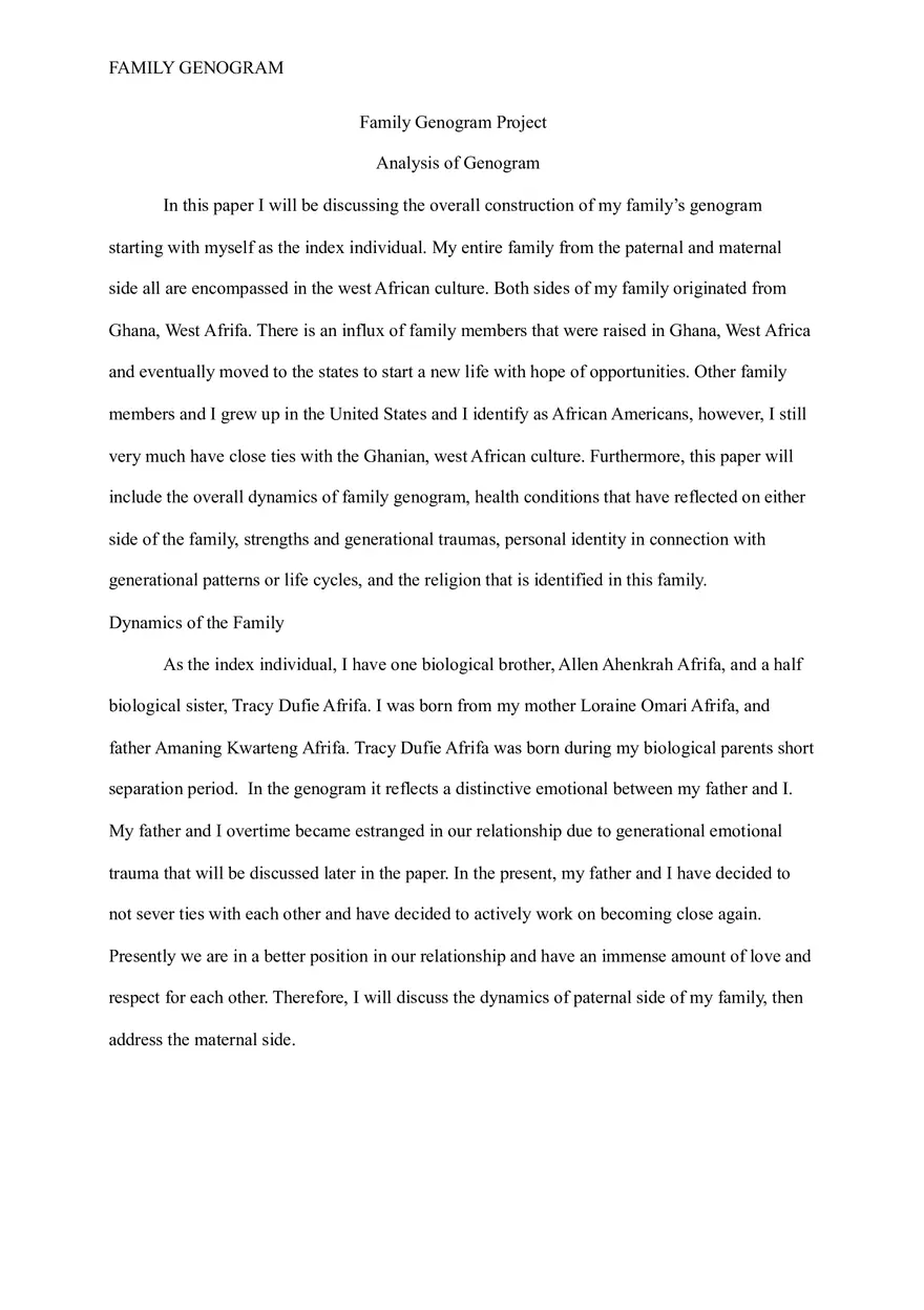 Family Genogram Project Final Draft - Page 2