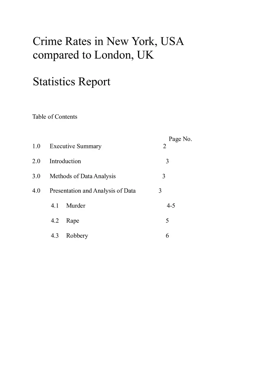 NY vs London Crime Rate Statistics Report - Page 1