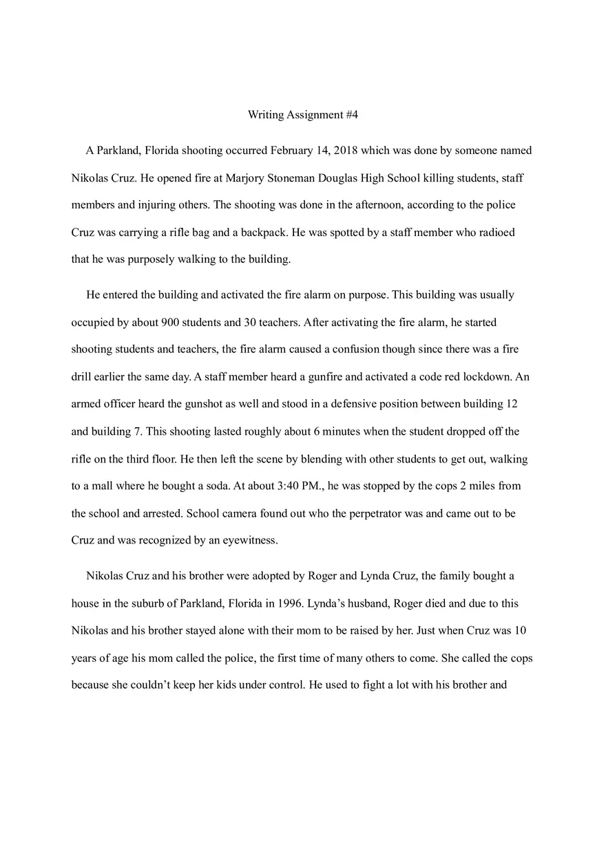 School Shooting Essay - Page 1