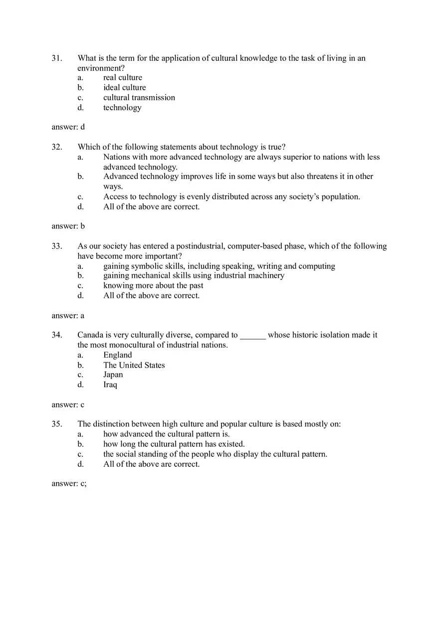 Culture (Sociology) Questions and Answers - Page 12
