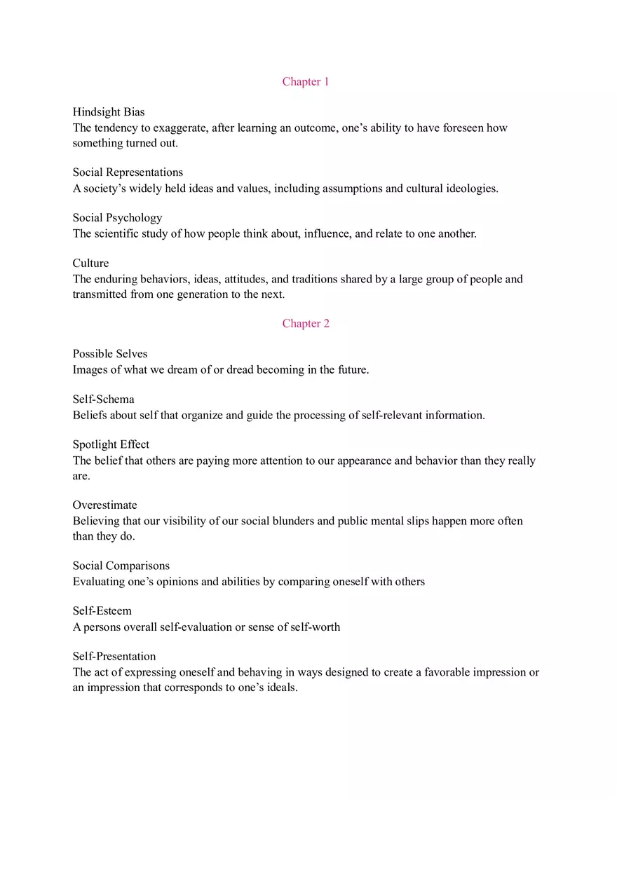 Hindsight Bias Vocabulary - Page 1