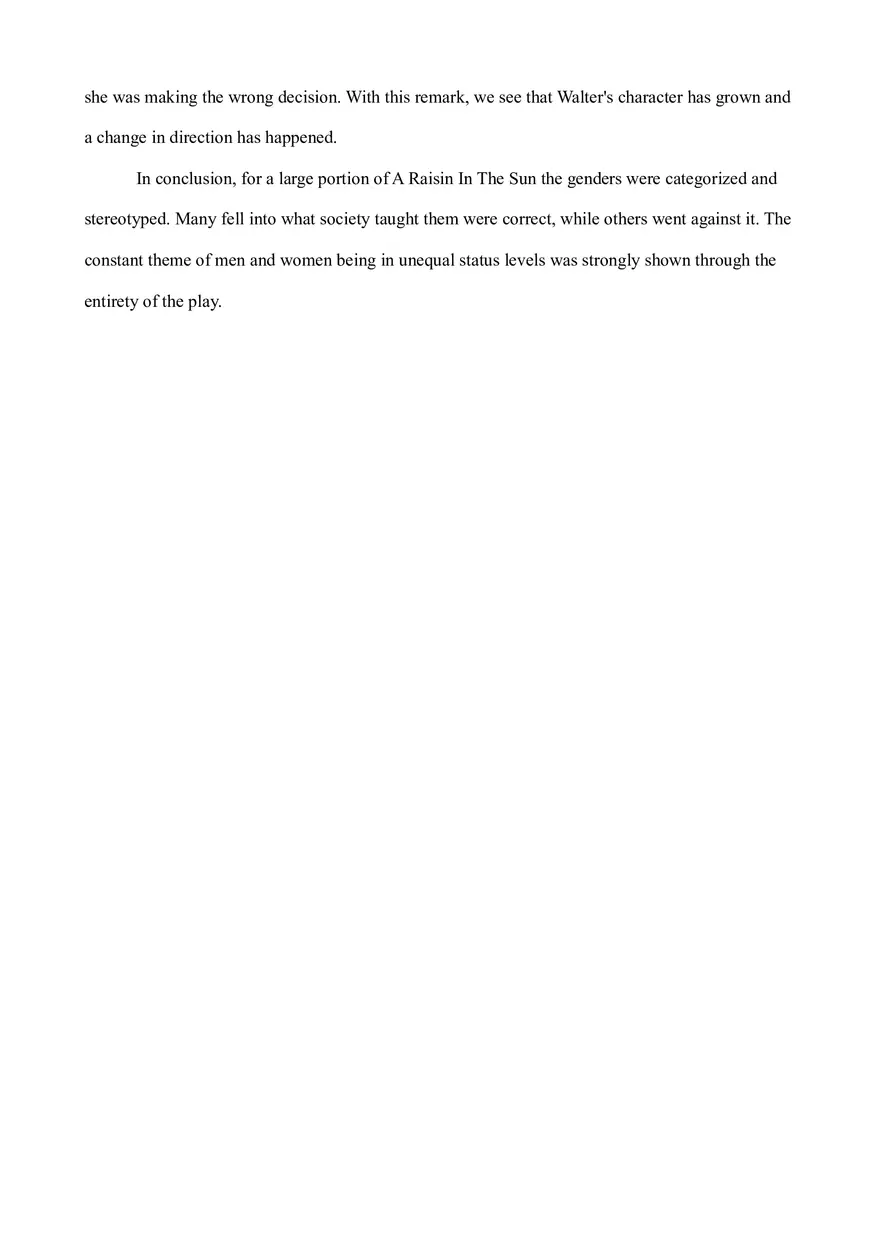 Gender Roles in A Raisin In The Sun (Summary) - Page 4