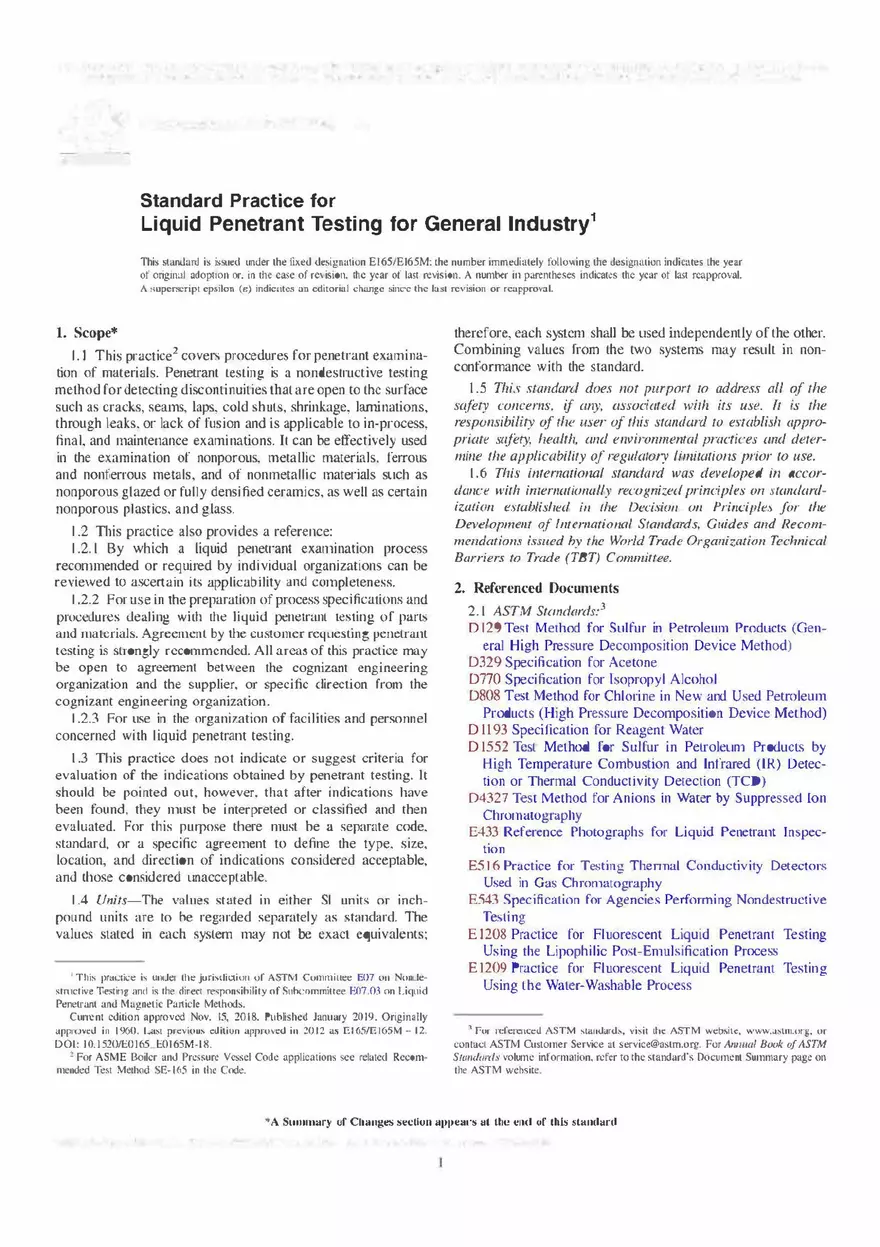 Standard Practice for Liquid Penetrant Testing for General lndustry - Page 1