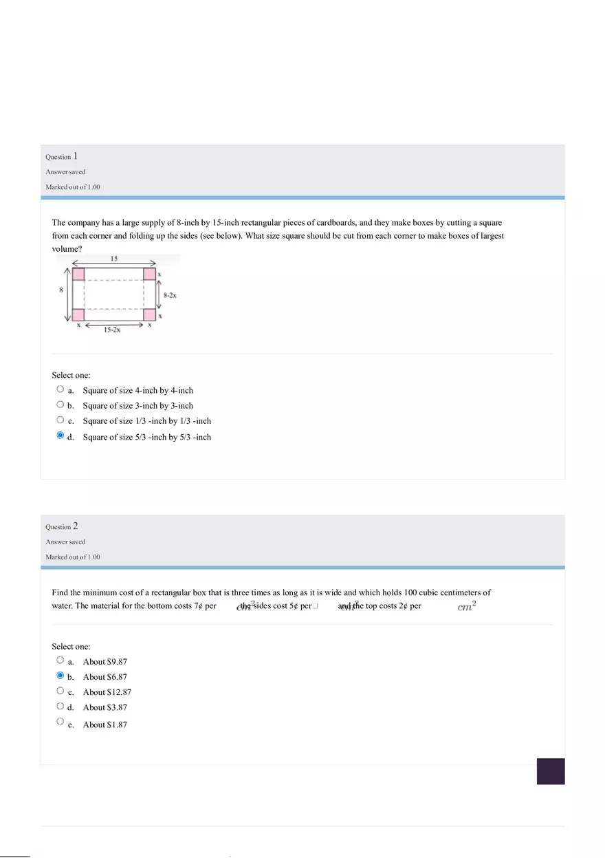 Graded Quiz Unit 6 - Calculus - Page 1