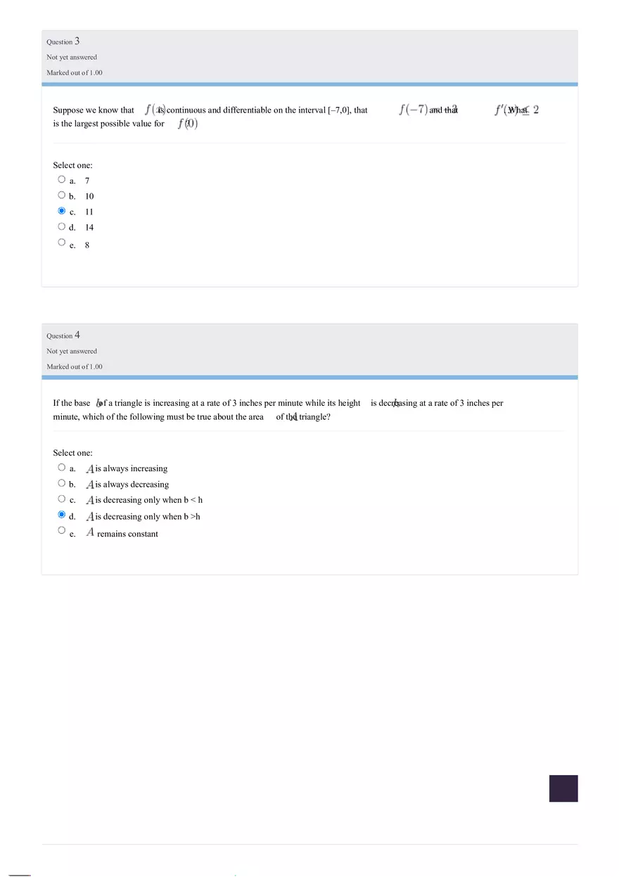 Graded Quiz Unit 6 - Calculus - Page 2