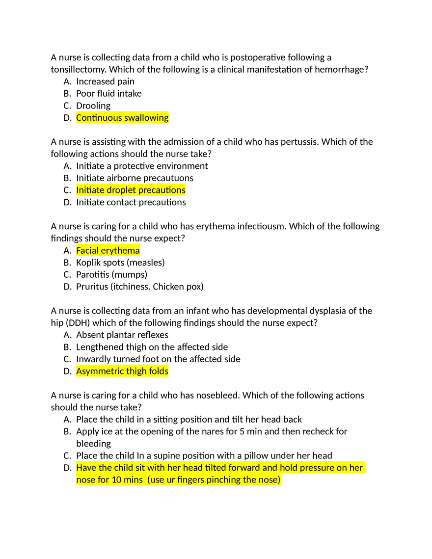 ATI Peds Questions - Page 7