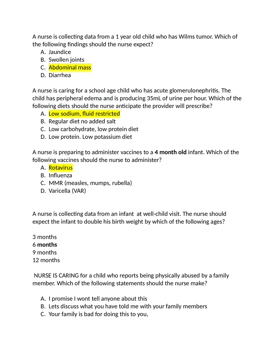 ATI Peds Questions - Page 8