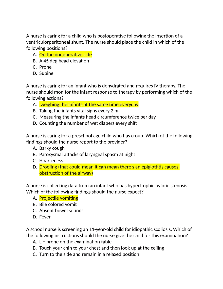 ATI Peds Questions - Page 19