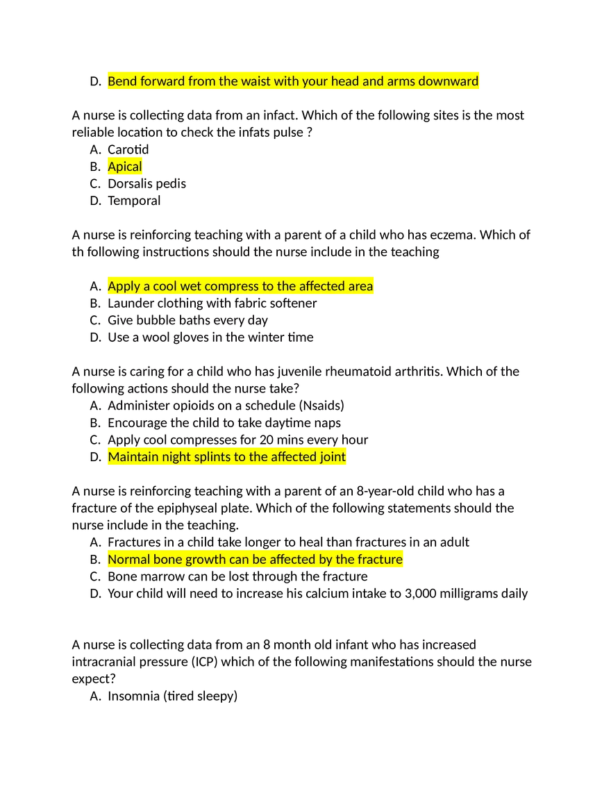 ATI Peds Questions - Page 20