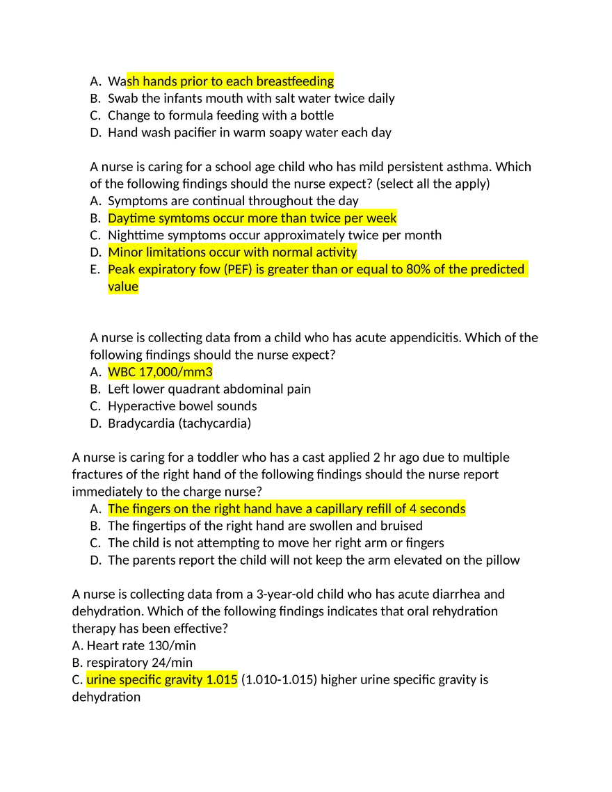 ATI Peds Questions - Page 22