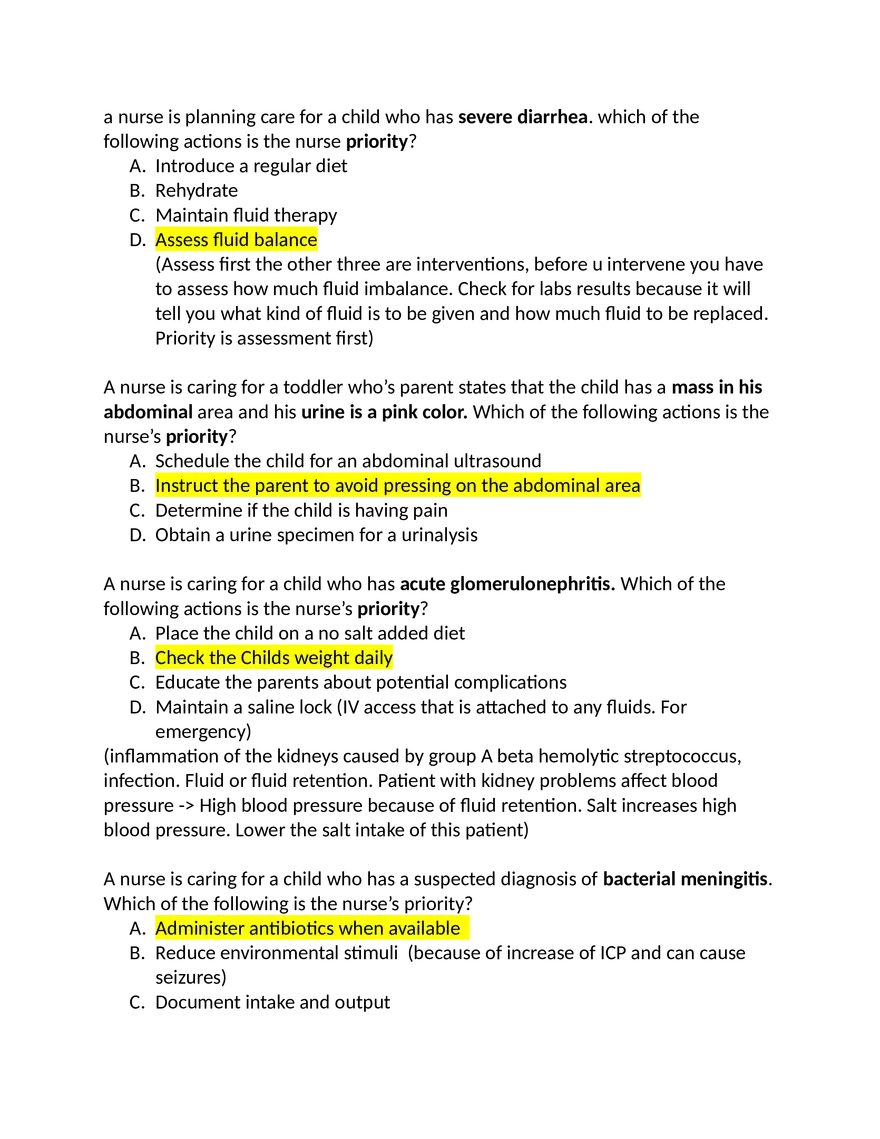 ATI Peds Questions - Page 1