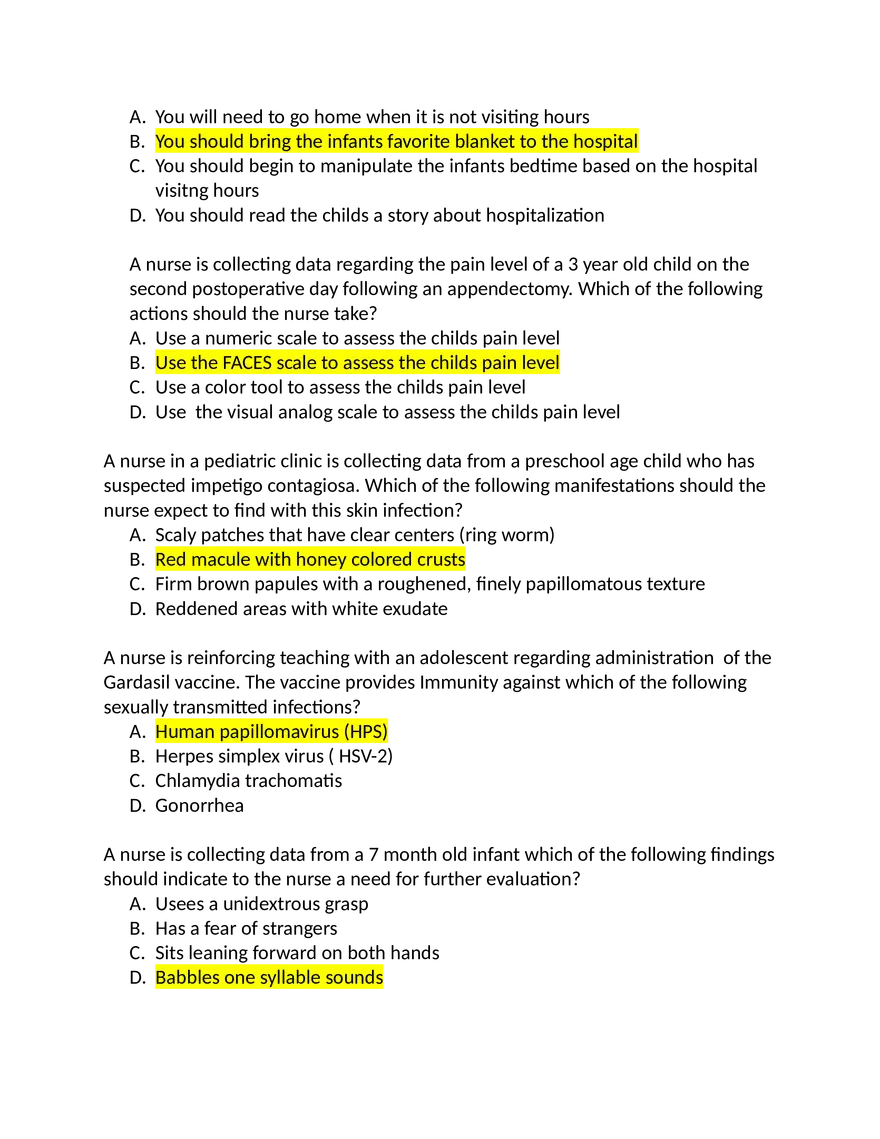 ATI Peds Questions - Page 6