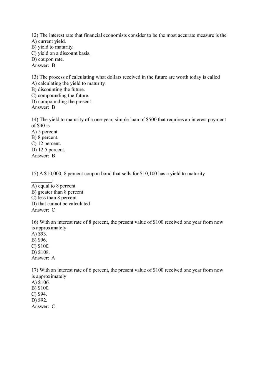 Overview of the Financial System Sample Questions - Page 8