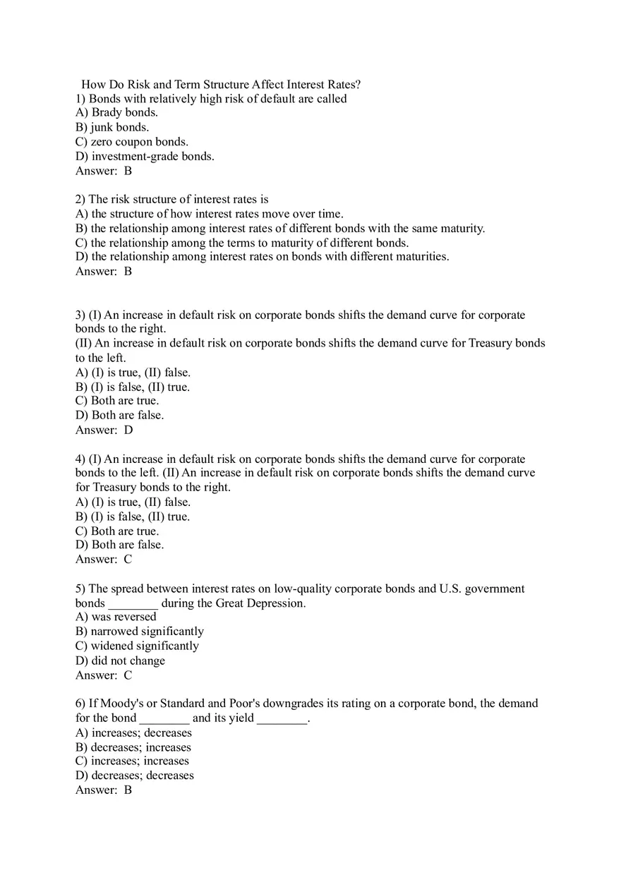 Overview of the Financial System Sample Questions - Page 10