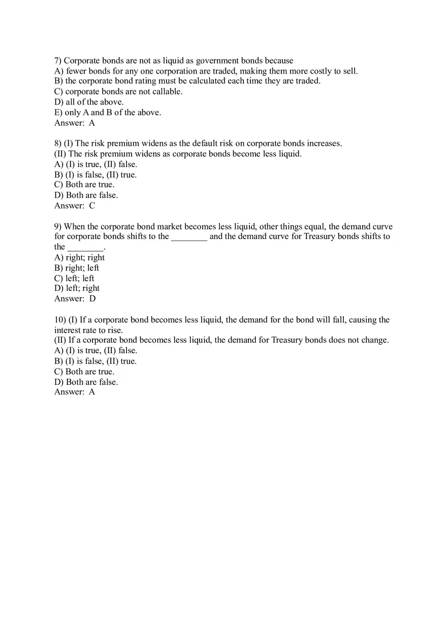 Overview of the Financial System Sample Questions - Page 11