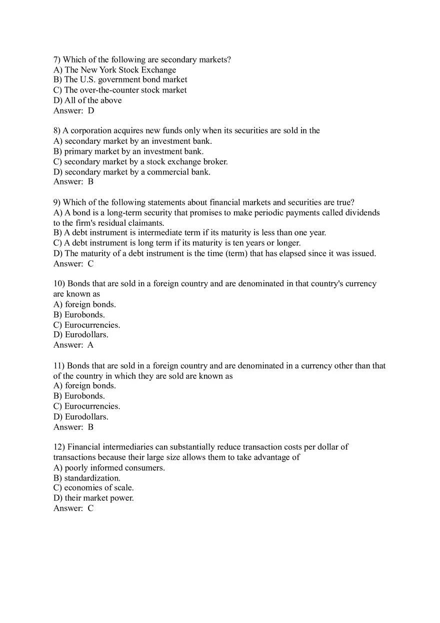 Overview of the Financial System Sample Questions - Page 2