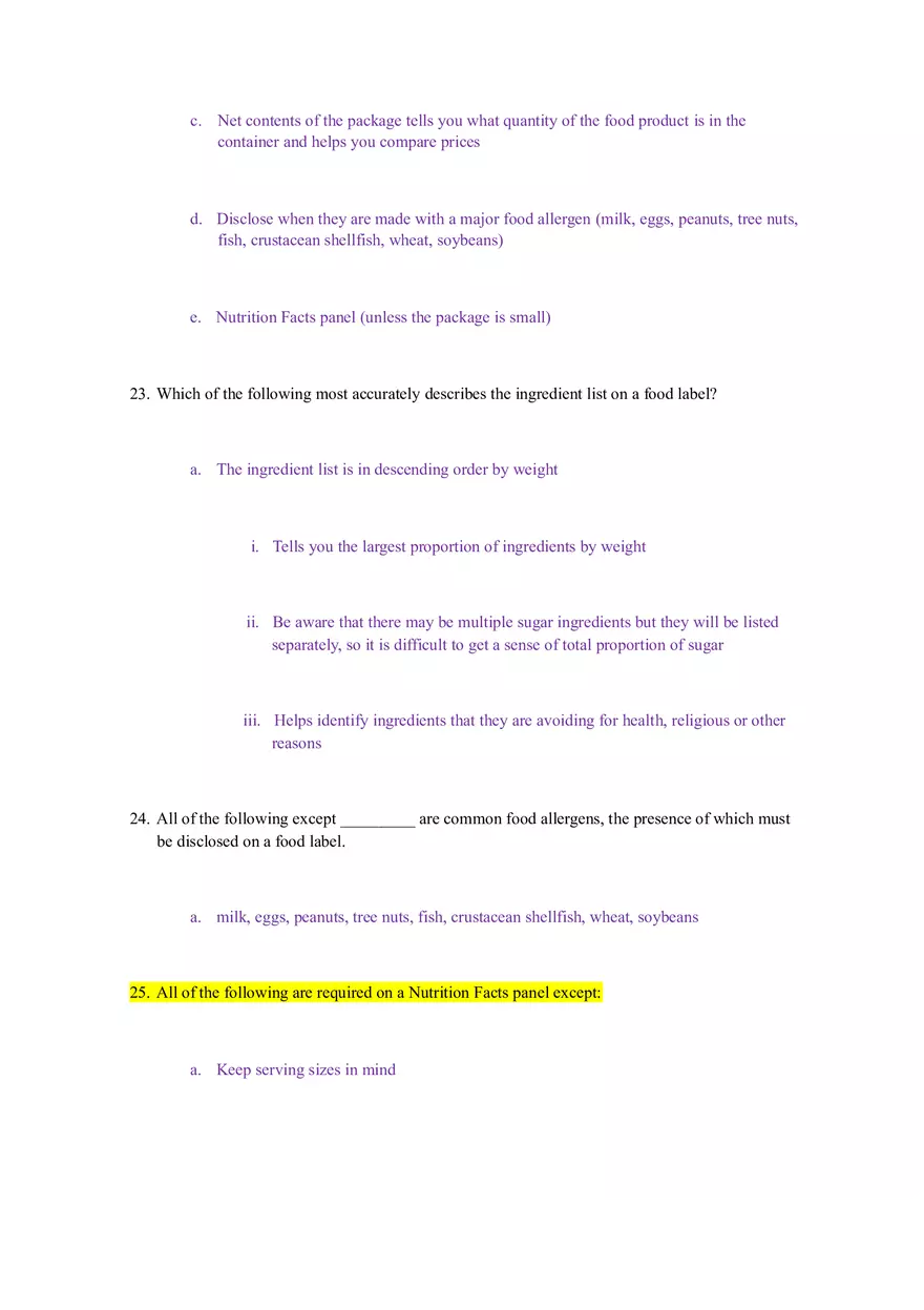 Principles of Healthy Eating and Nutrition Test - Page 7