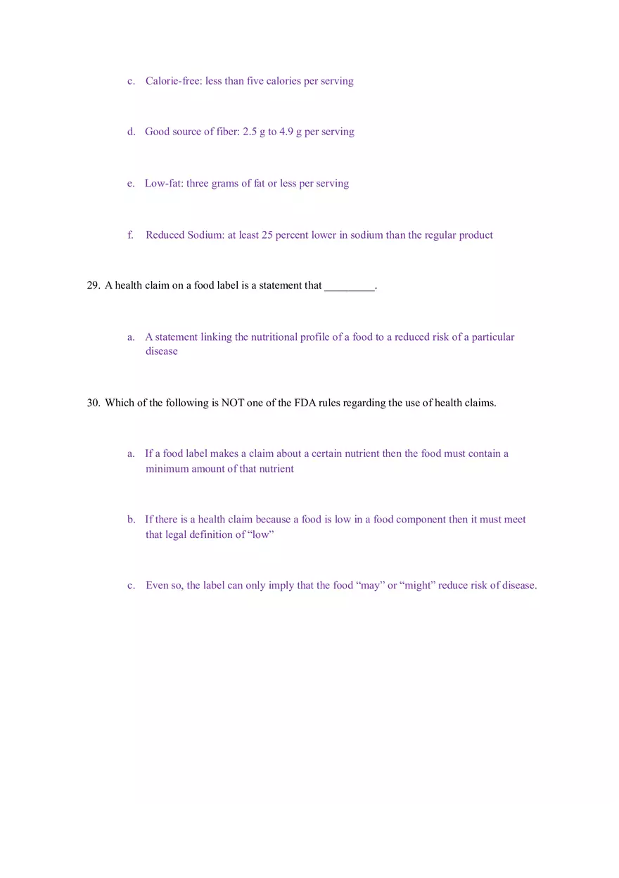 Principles of Healthy Eating and Nutrition Test - Page 10