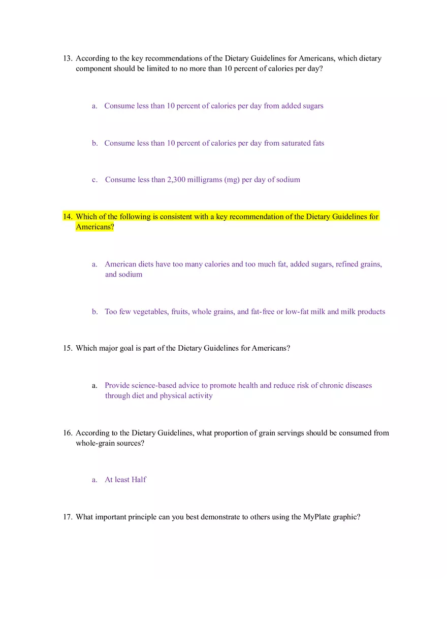 Principles of Healthy Eating and Nutrition Test - Page 5