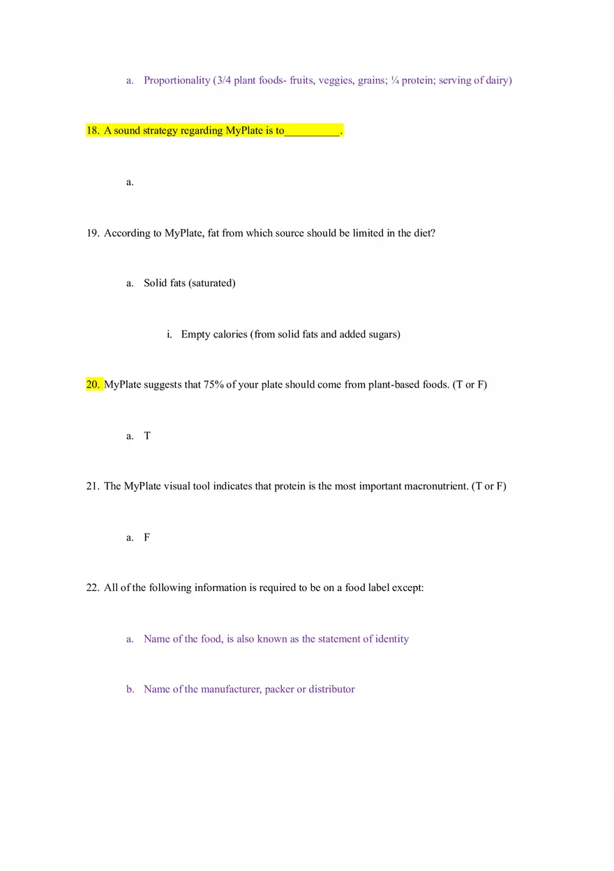Principles of Healthy Eating and Nutrition Test - Page 6