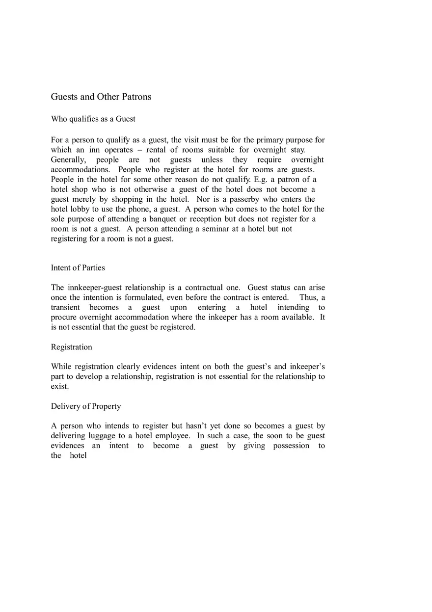 Hospitality Law Chapter 3 - Page 1