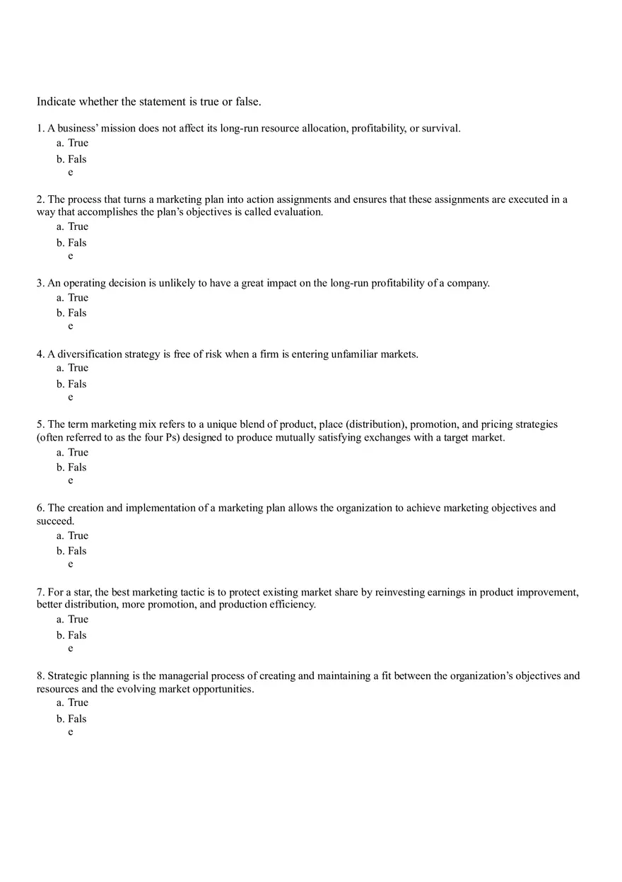 Business Mission and Marketing Plan Part I - Page 2