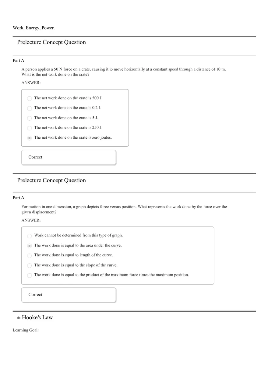 Work, Energy, Power. Questions - Page 1