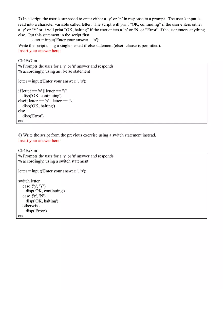 Programming For Engineers Chapter 4 Exercises Answer Sheet - Page 3