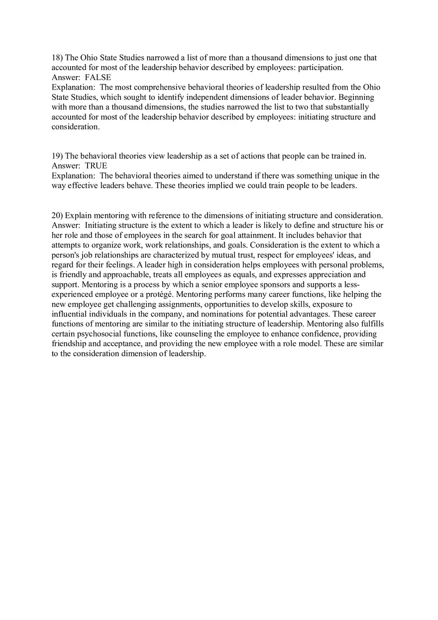 Organizational Behavior (Leadership) Answer Key Part 1 - Page 8