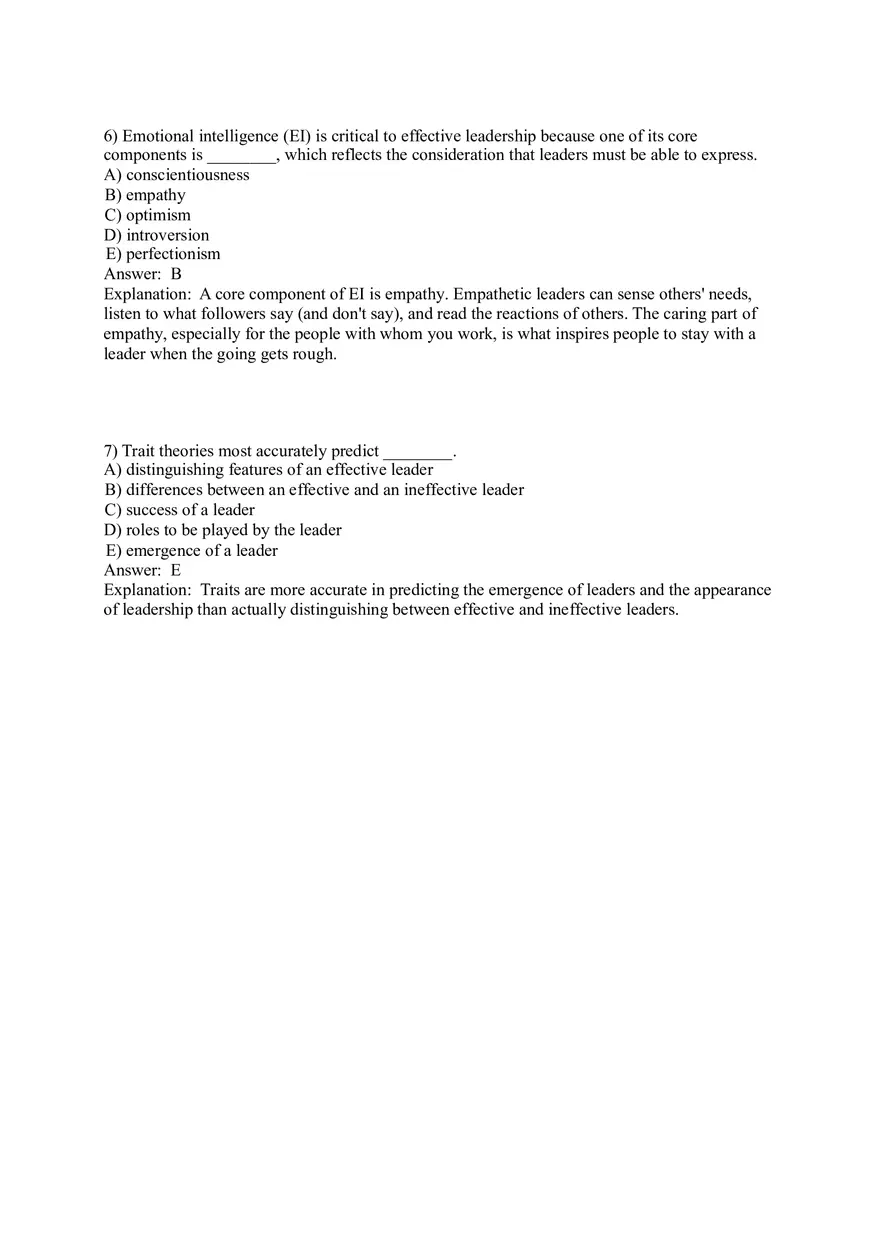 Organizational Behavior (Leadership) Answer Key Part 1 - Page 3