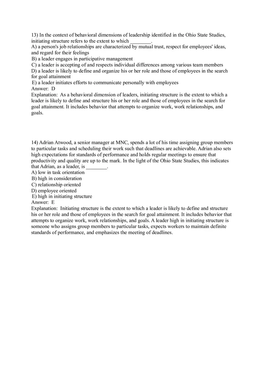 Organizational Behavior (Leadership) Answer Key Part 1 - Page 6