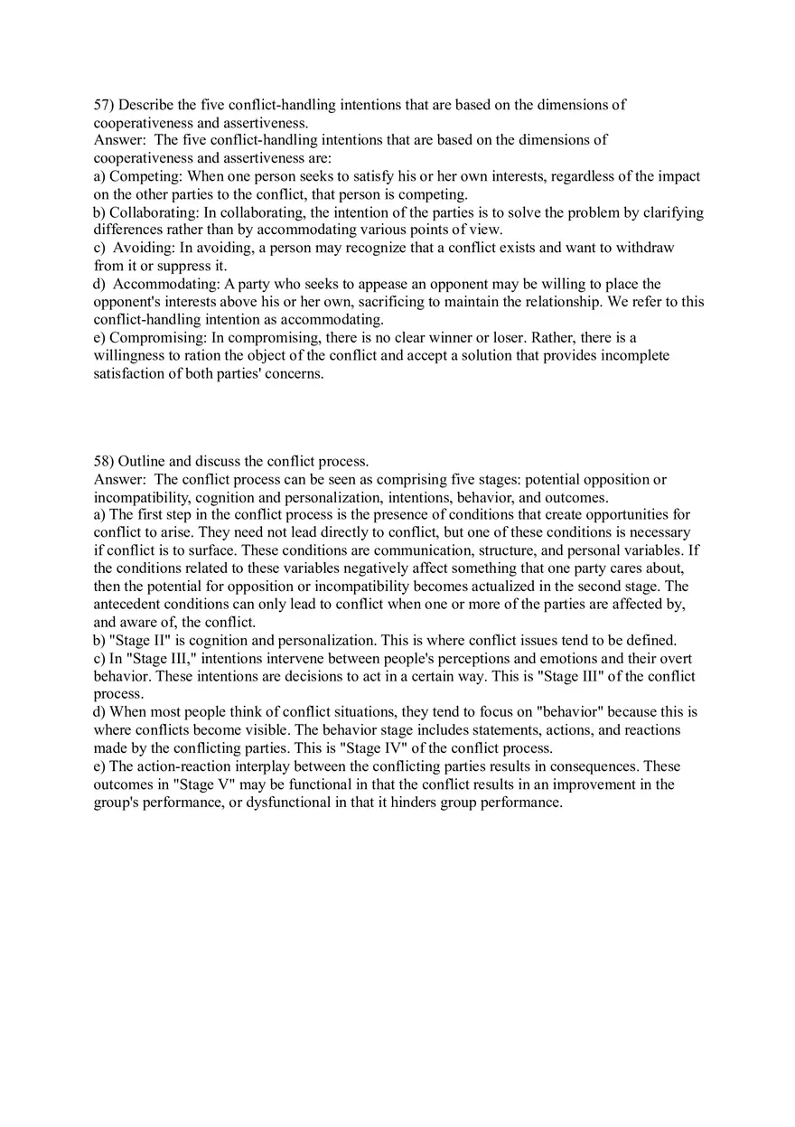 Organizational Behavior (Leadership) Answer Key Part 9 - Page 9