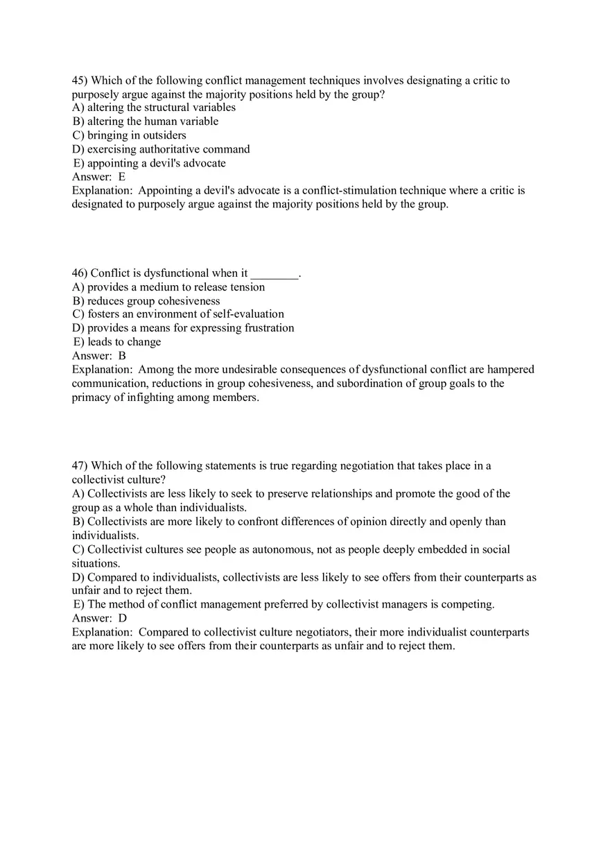 Organizational Behavior (Leadership) Answer Key Part 9 - Page 5