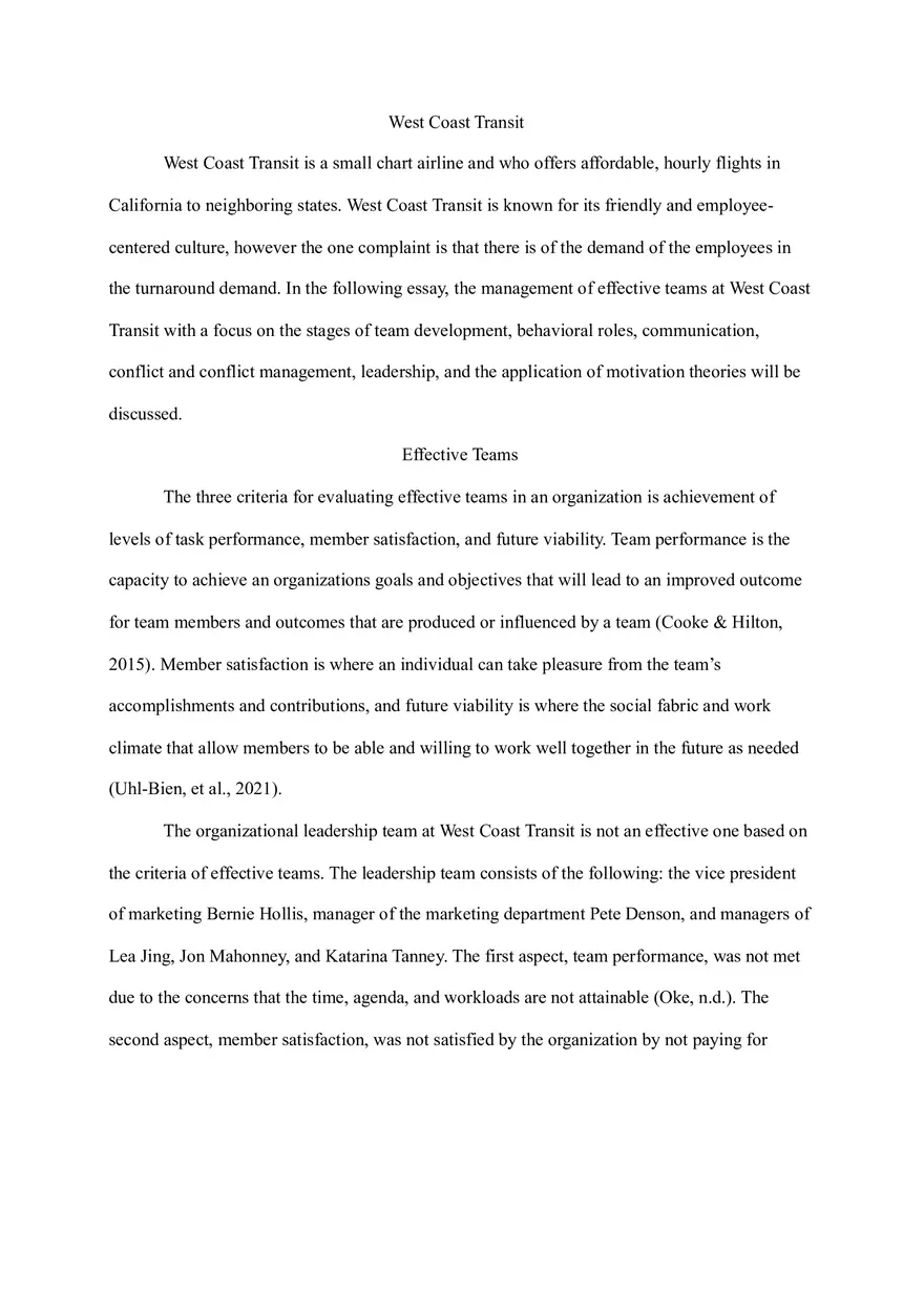 West Coast Transit Case Study - Page 1