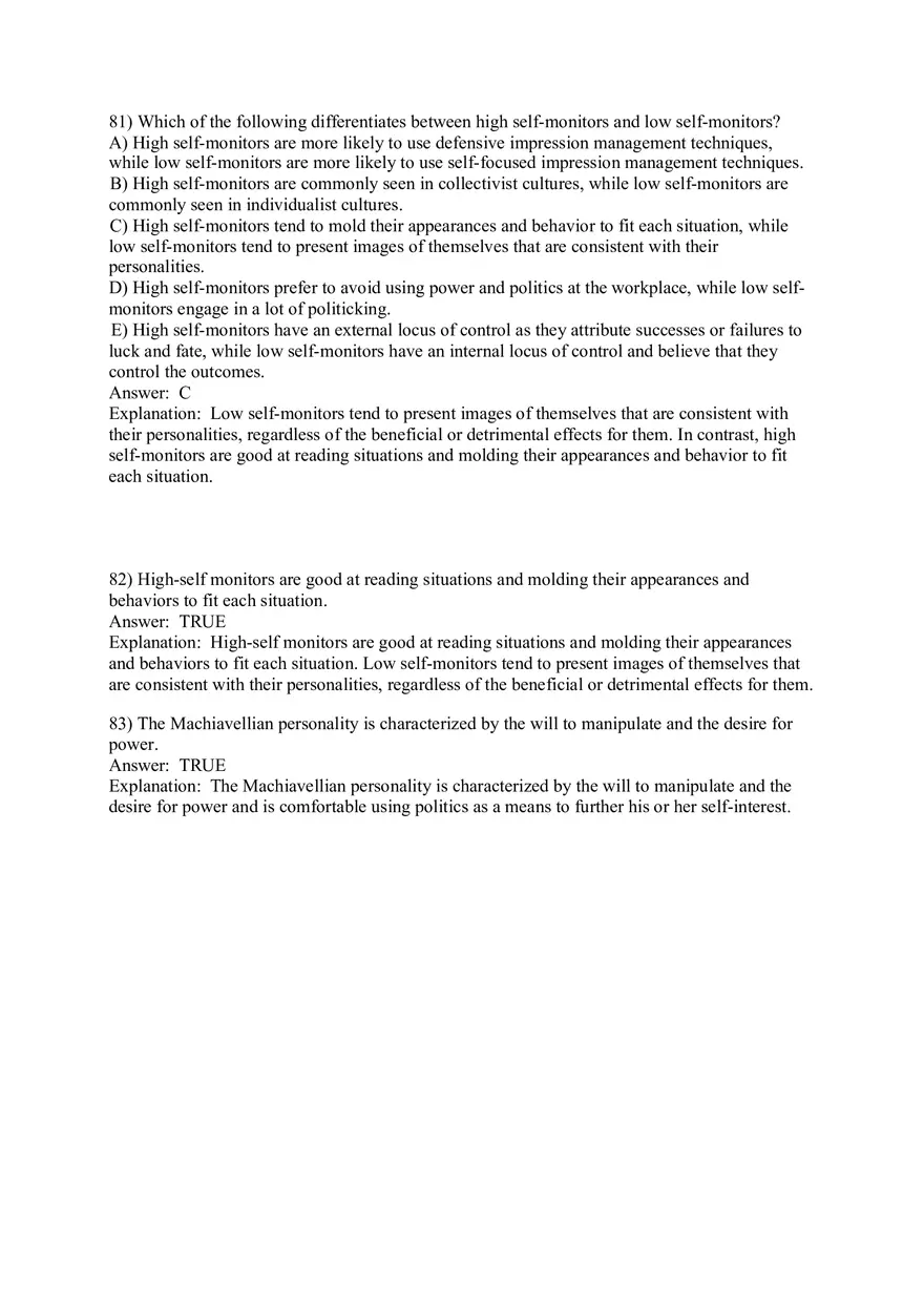 Organizational Behavior (Leadership) Answer Key Part 6 - Page 7