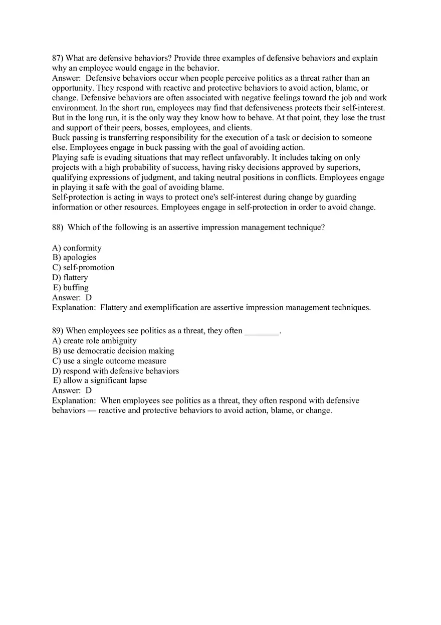 Organizational Behavior (Leadership) Answer Key Part 6 - Page 9
