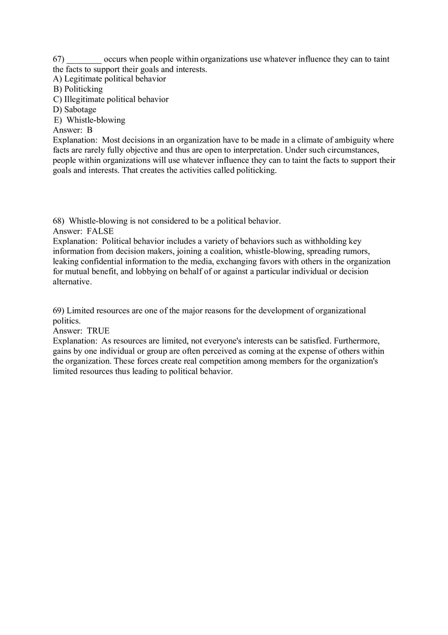 Organizational Behavior (Leadership) Answer Key Part 6 - Page 1