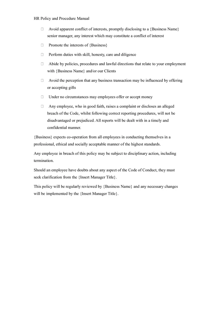 HR Policy and Procedure Manual Template Part 2 - Page 7